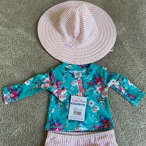 Ruffle butts swim suit set with hat